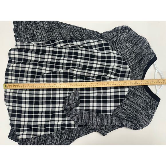 Khakis & Co Womens Shirt Size Medium Gray Heathered Plaid Back Long Sleeve Flowy - Picture 9 of 10